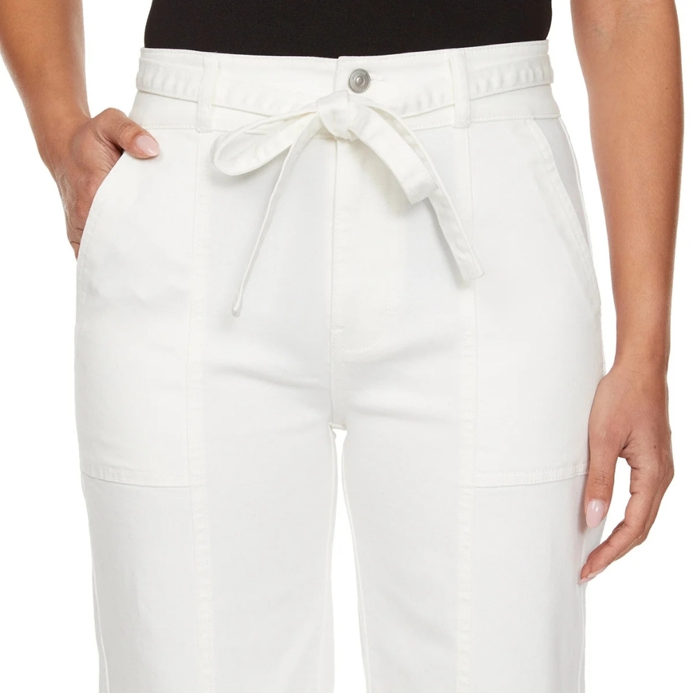 Hudson Women’s Cream White Wide Leg Belted Jean, Size 6/28 - Picture 4 of 6